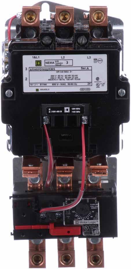 Square D 8536SFO1V02H30S Motor Starter | 3P 3PH 600V 135A 110V Coil Class 8536