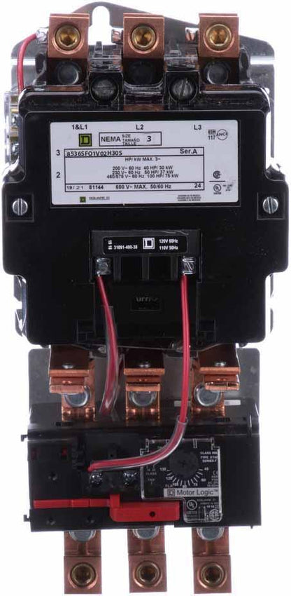 Square D 8536SFO1V02H30S Motor Starter | 3P 3PH 600V 135A 110V Coil Class 8536