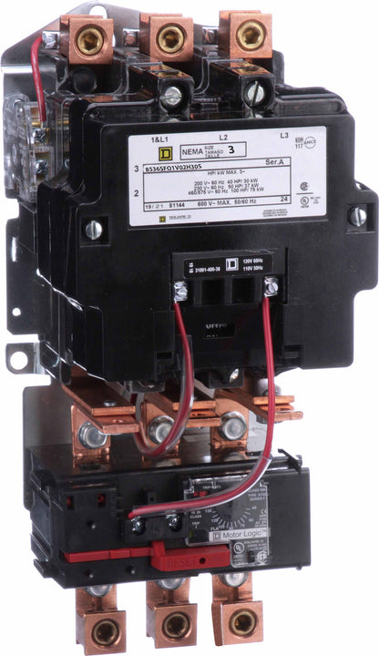 Square D 8536SFO1V02H30S Motor Starter | 3P 3PH 600V 135A 110V Coil Class 8536