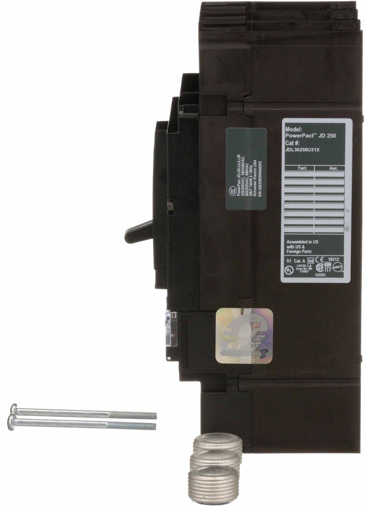Square D JDL36250U31X Circuit Breaker | 600V 250A 3P 18kA@480V Feed-Thru Powerpact