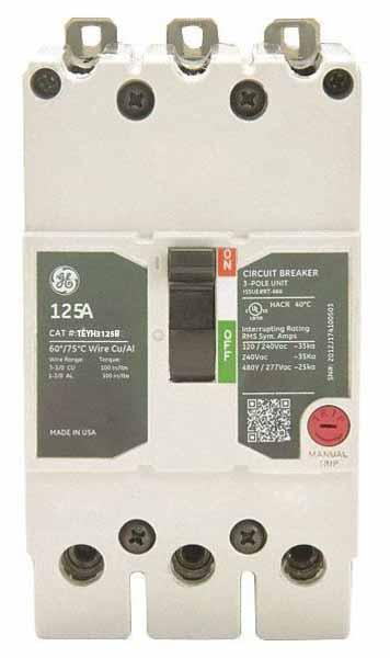 General Electric TEYH3125B Circuit Breaker | 480V 125A 3P 35kA@480V Bolt-On TEYH Series