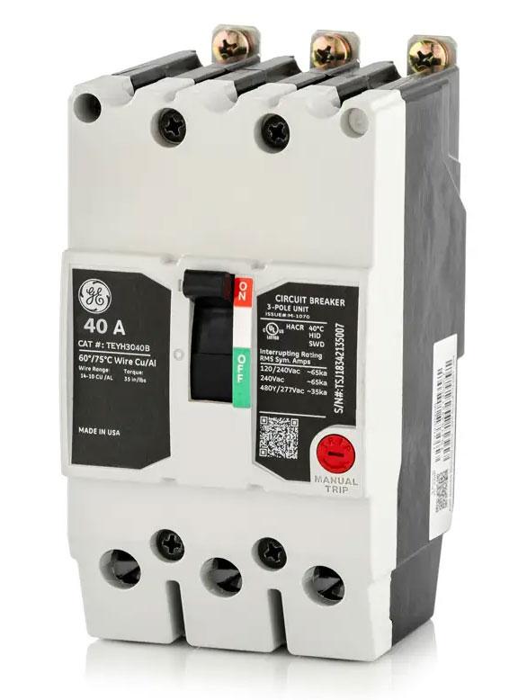 General Electric TEYH3040B Circuit Breaker | 480V 40A 3P 35kA@480V Bolt-on TEYH Series