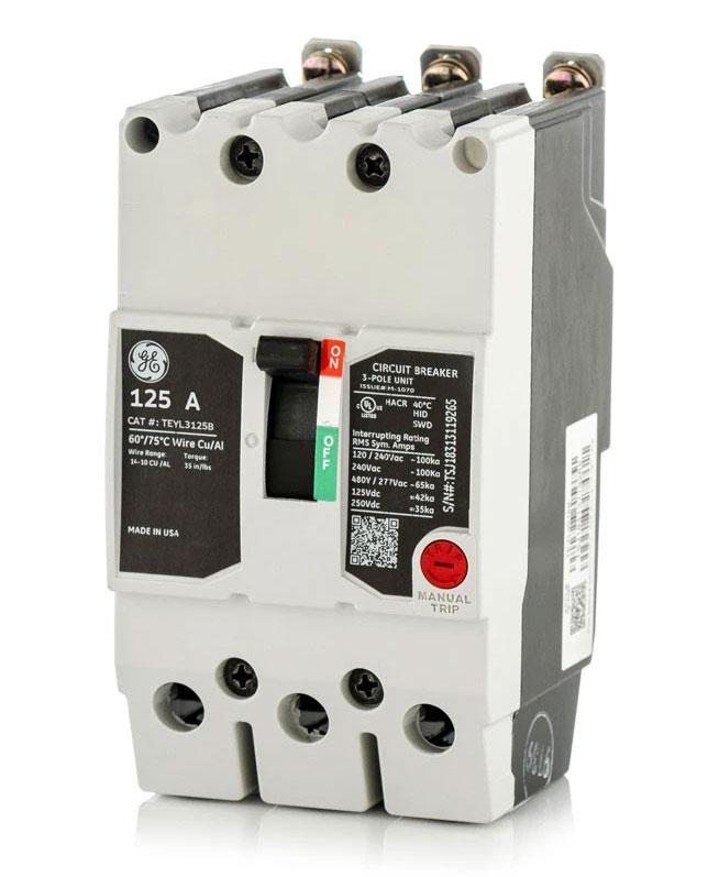 General Electric TEYL3125B Molded Case Circuit Breaker | 480V 125A 3P 65kA@480V TEYL Series
