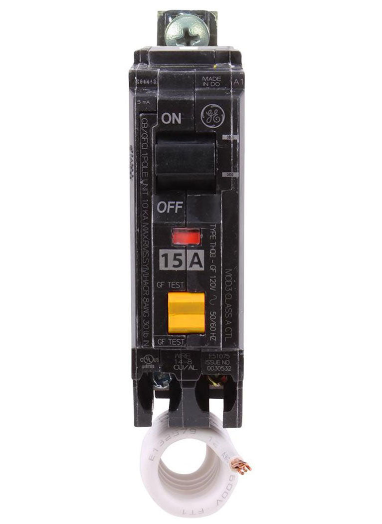 General Electric THQB1115GFEP Circuit Breaker | 120V 15A 1P 10kA@120V Bolt-On Q-Line
