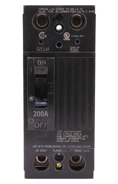 General Electric THQD22200WL Circuit Breaker | 240V 200A 2P 22kA@240V Feed-Thru Q-Line