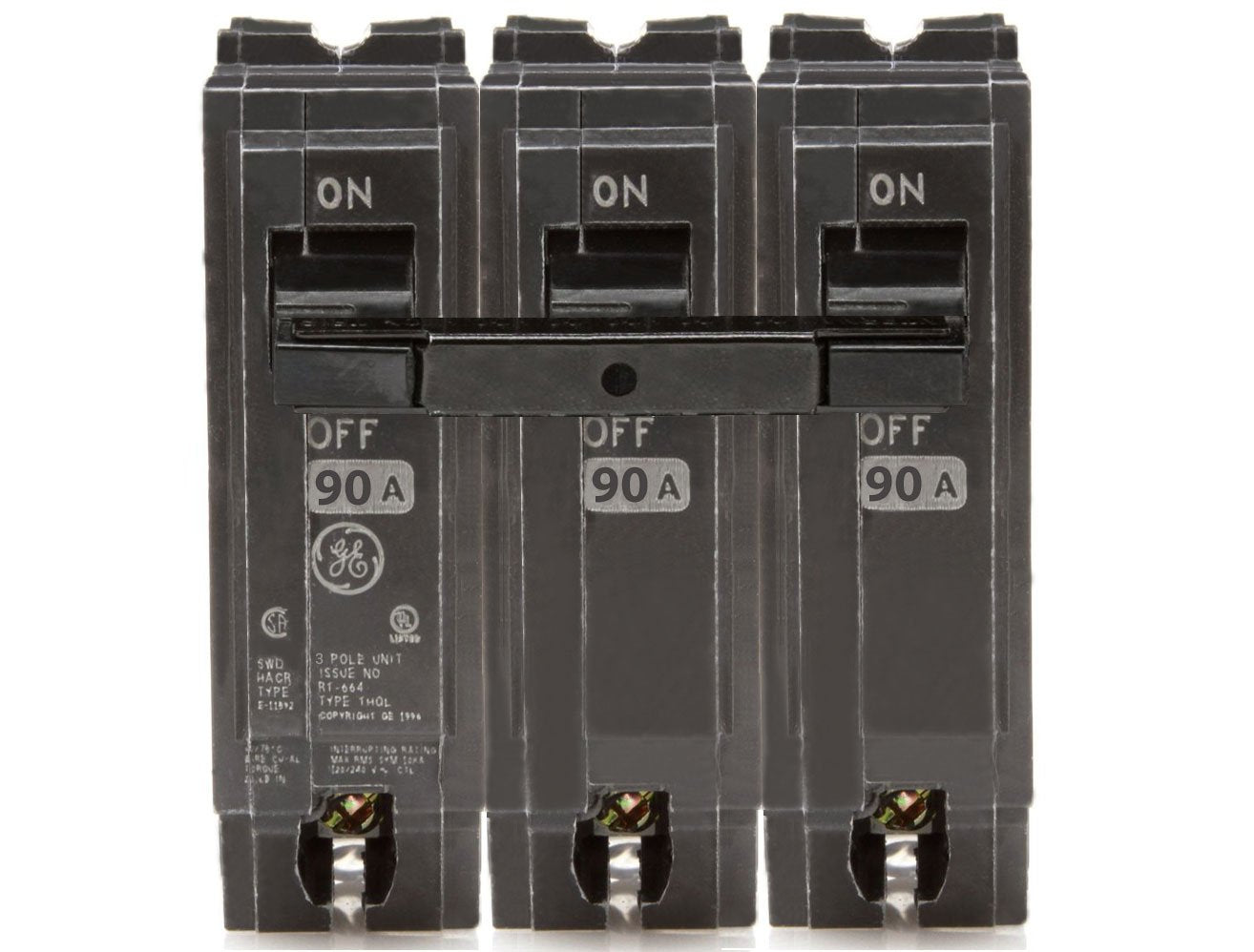 General Electric THQL32090 Circuit Breaker | 240V 90A 3P 10kA@240V Plug-In Q-Line