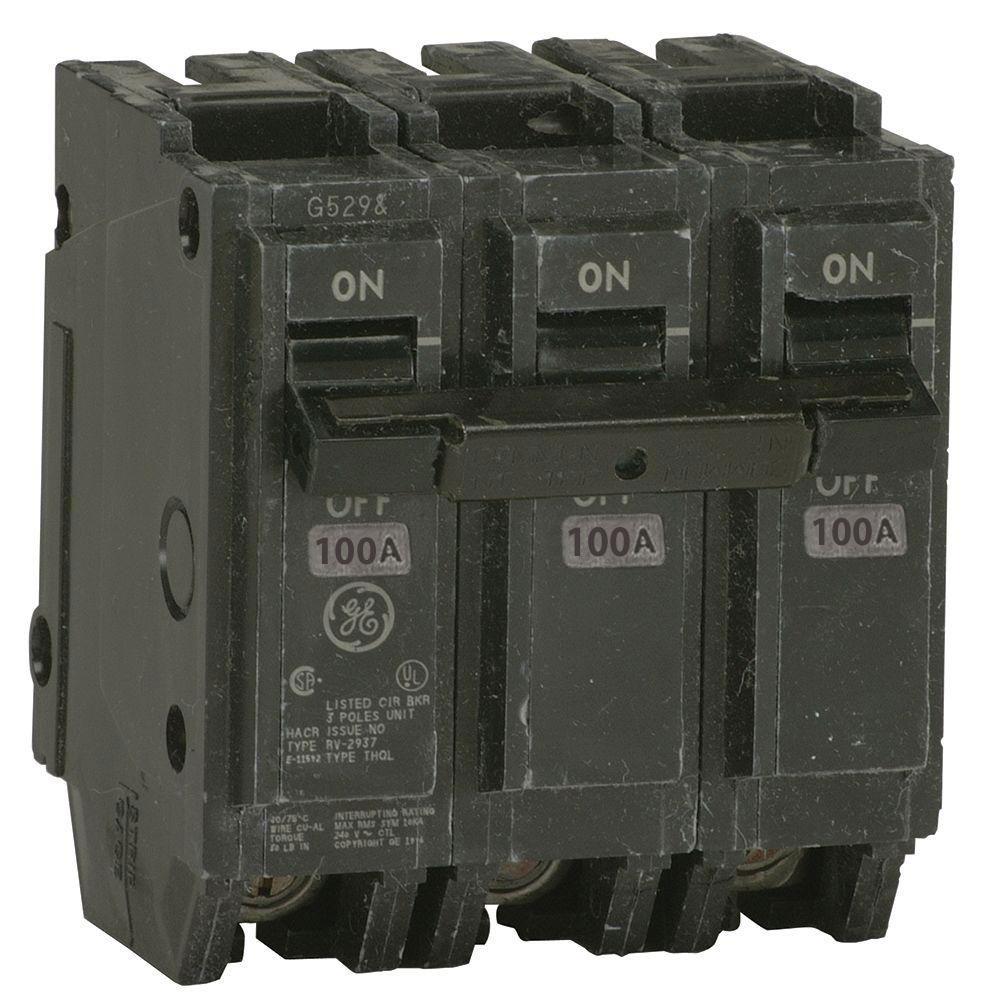 General Electric THQL32100 Circuit Breaker | 240V 100A 3P 10kA@240V Plug-In Q-Line