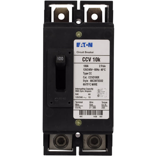 Cutler Hammer CCV2100X Circuit Breaker | 240V 100A 2P 10kA@240V Bolt-On CC Series