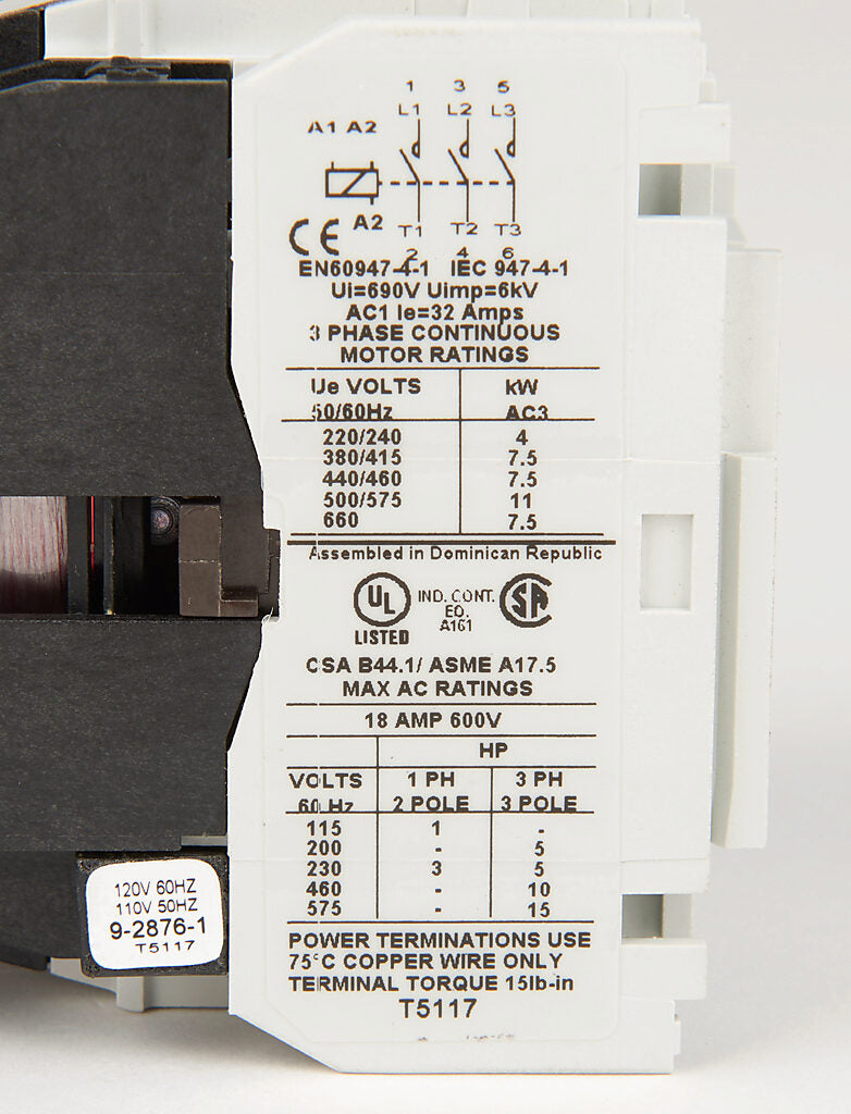 Cutler Hammer CE15DNS3AB Contactor 3P 3PH 600V 18A 110V Coil Freedom Series