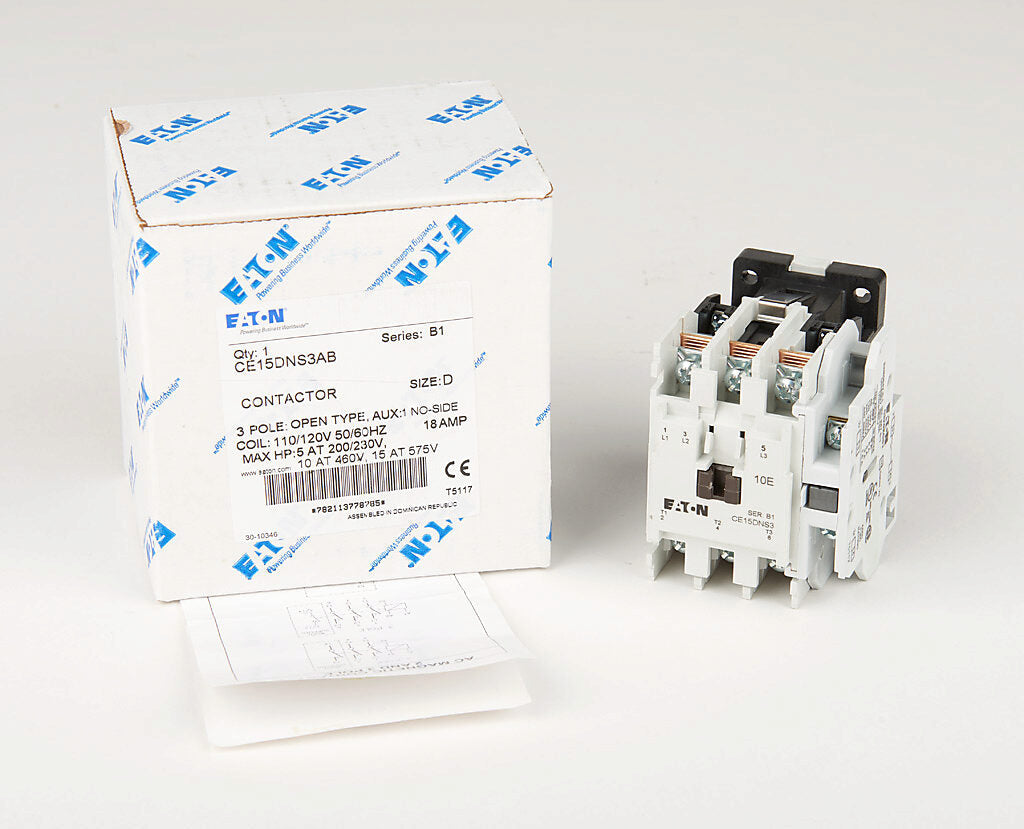 Cutler Hammer CE15DNS3AB Contactor 3P 3PH 600V 18A 110V Coil Freedom Series