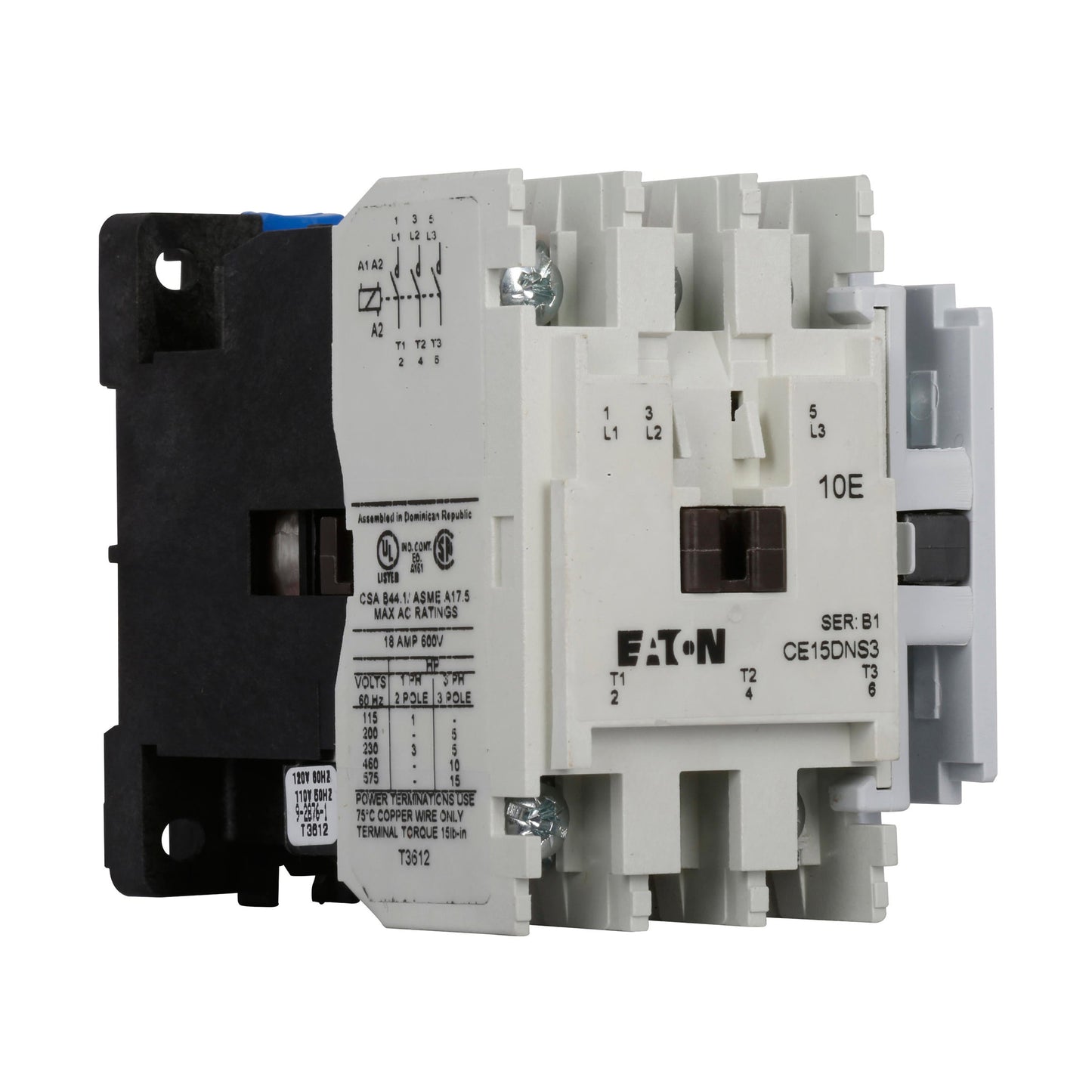 CE15DNS3AB Cutler Hammer Freedom Series Contactor 600V 18A 120V Coil - Essential Electric Supply