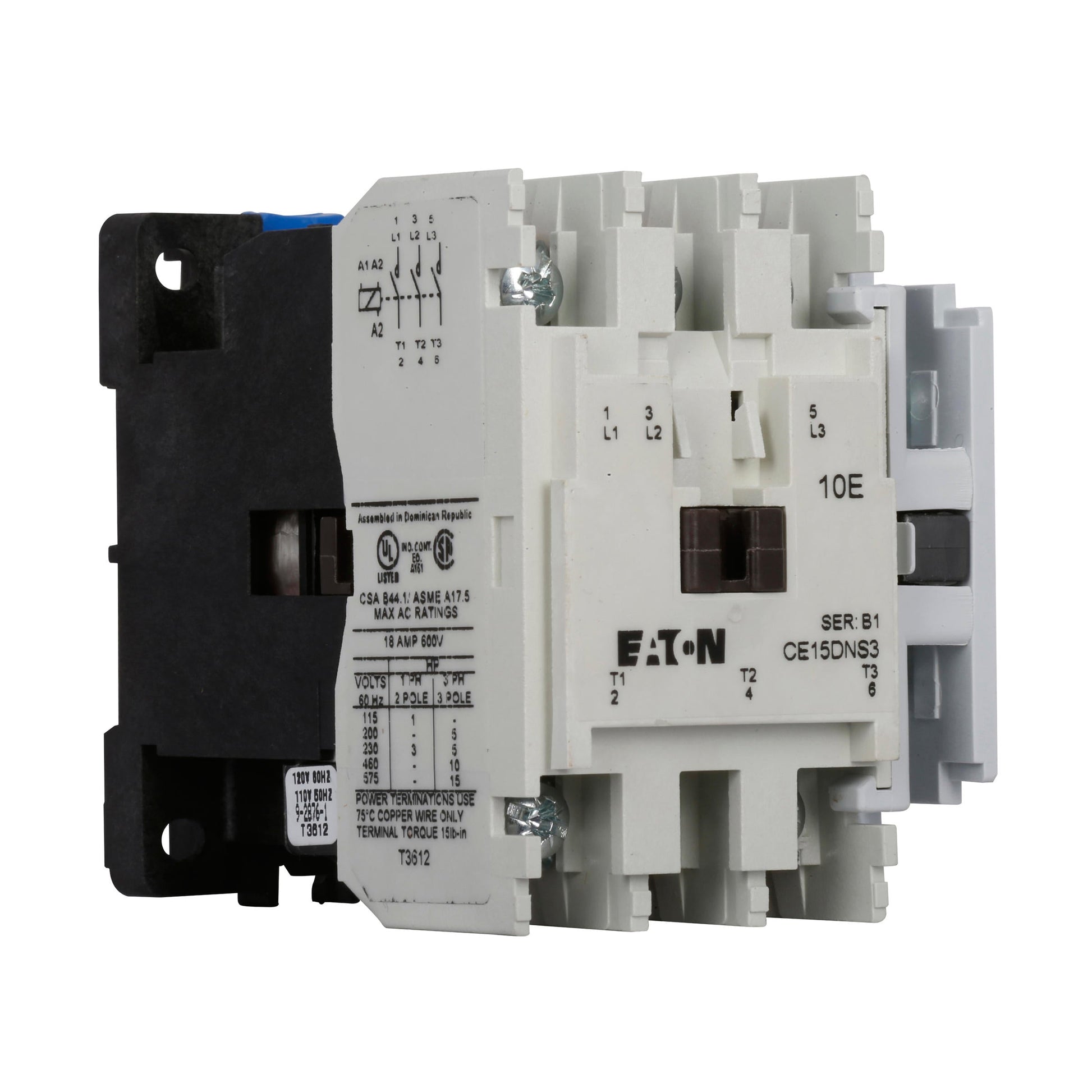 CE15DNS3AB Cutler Hammer Freedom Series Contactor 600V 18A 120V Coil - Essential Electric Supply