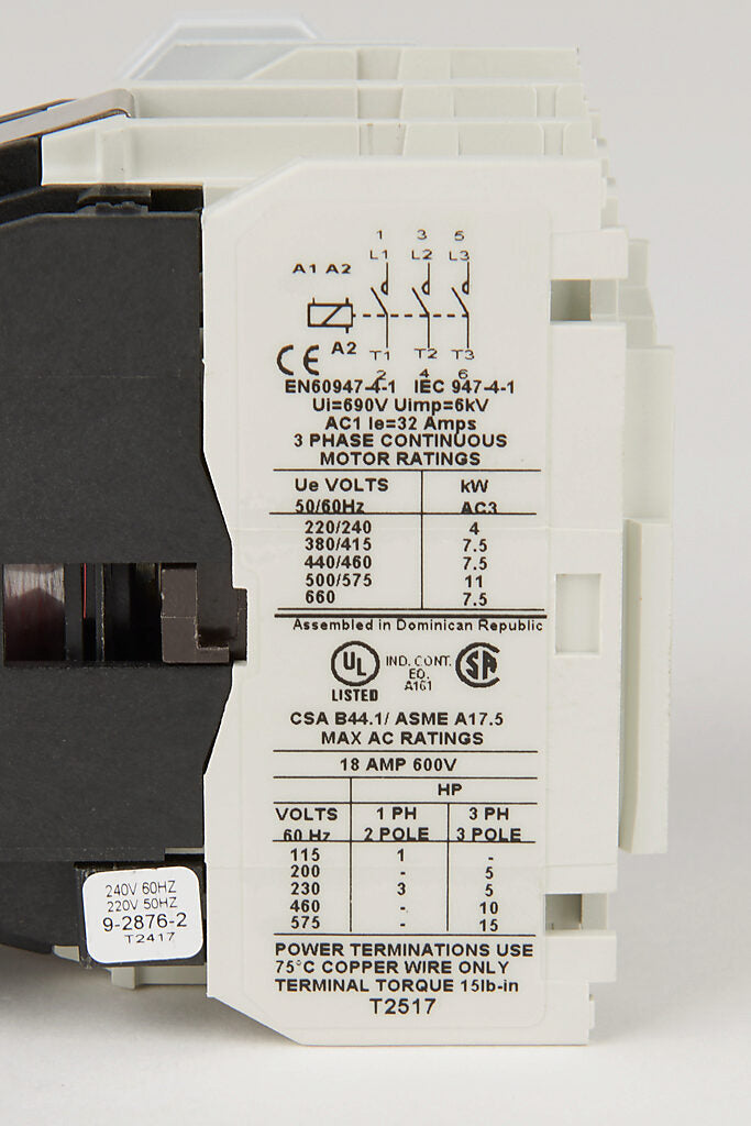 Cutler Hammer CE15DNS3BB Contactor | 3P 3Ph 600V 18A 220V Coil Freedom Series