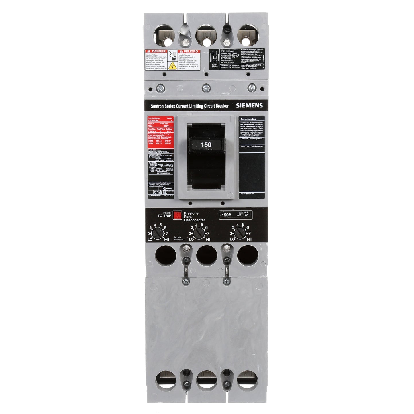 Siemens CFD63B150 Circuit Breaker | Sentron Series CFD 600V 150A