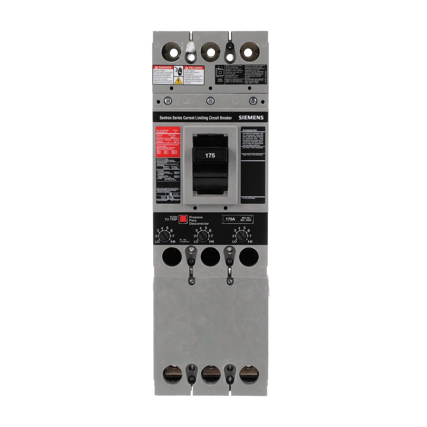 Siemens CFD63B175 Circuit Breaker | Sentron Series CFD 600V 175A