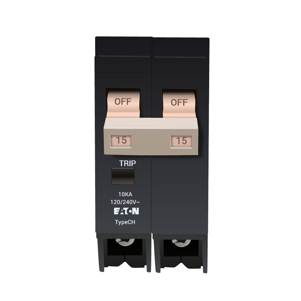 Cutler Hammer CH215 Circuit Breaker | 240V 15A 2P 10kA@240V Plug-In CH Series