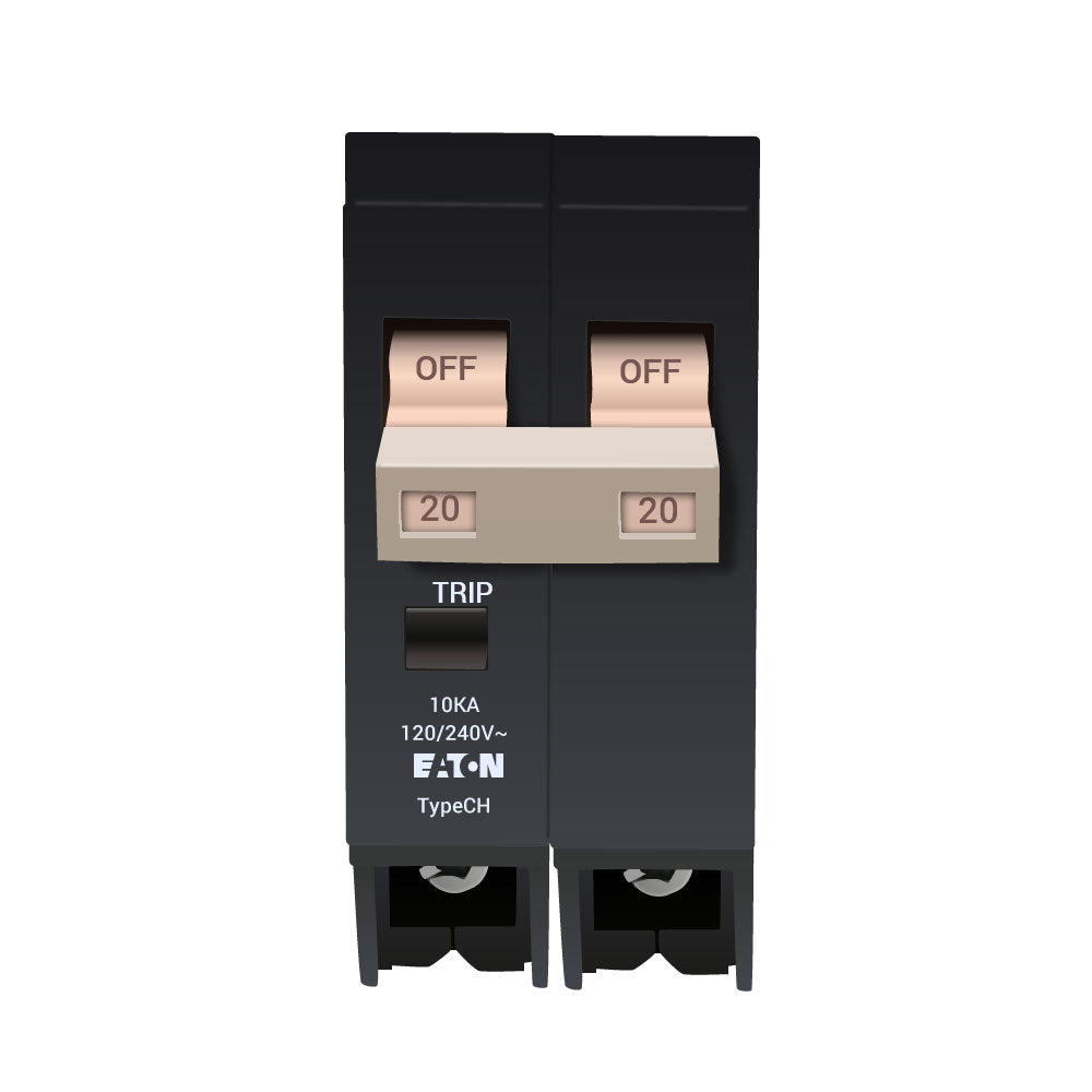 Eaton CHF220 Circuit Breaker | 240V 20A 2P 10kA@120V Plug-In CH Series