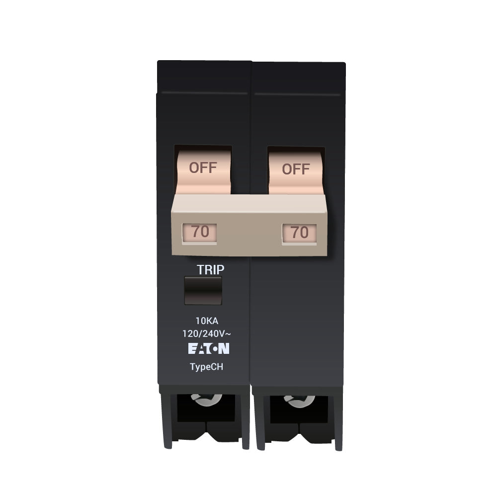 Cutler Hammer CH270 Circuit Breaker 240V 70A 2P 10kA@240V Plug-In CH Series