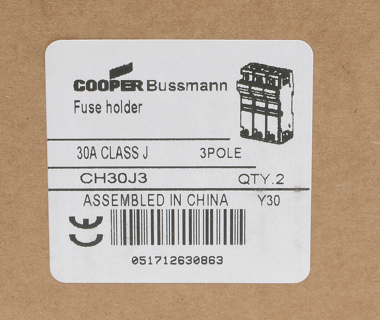Bussmann CH30J3 Fuse Block | 600V 30A CH Series