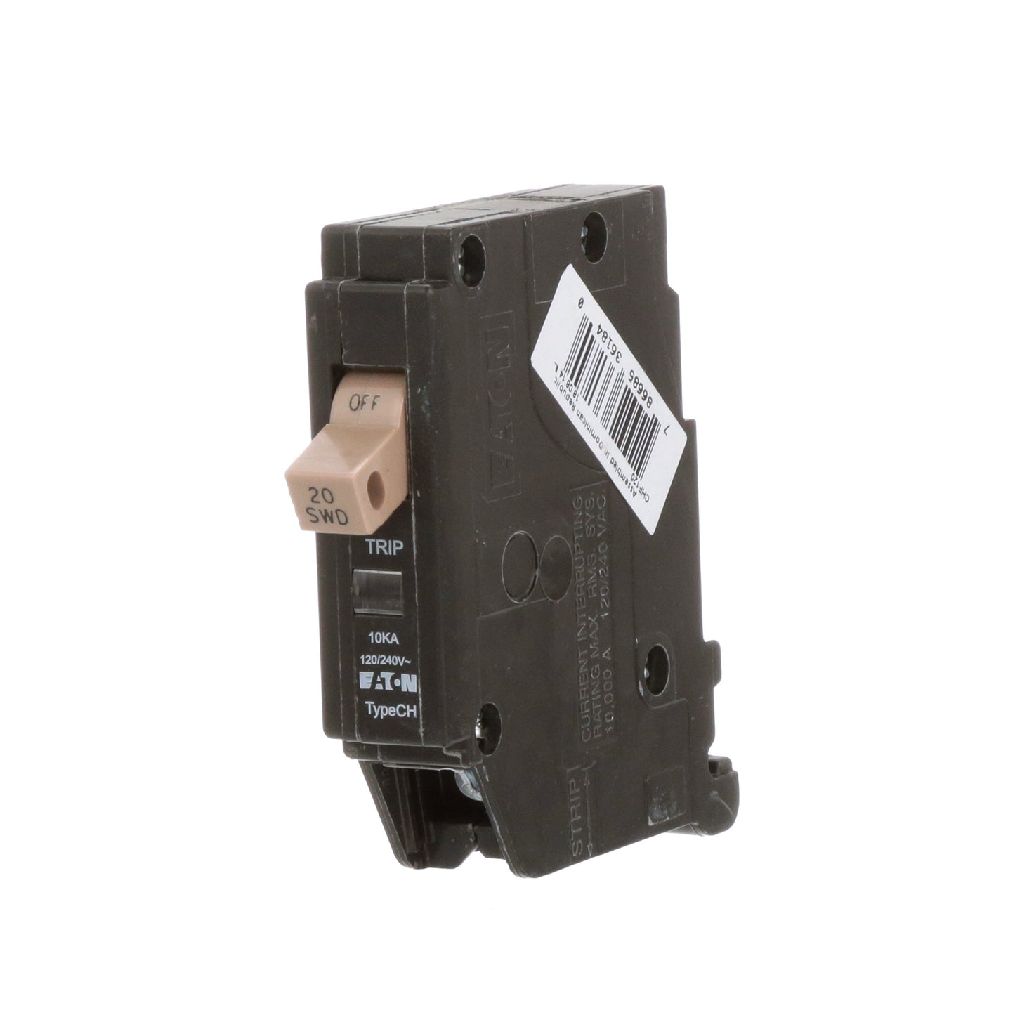 Westinghouse CHF120 Circuit Breaker | 240V 20A 1P 10kA@120V Plug-In CH Series