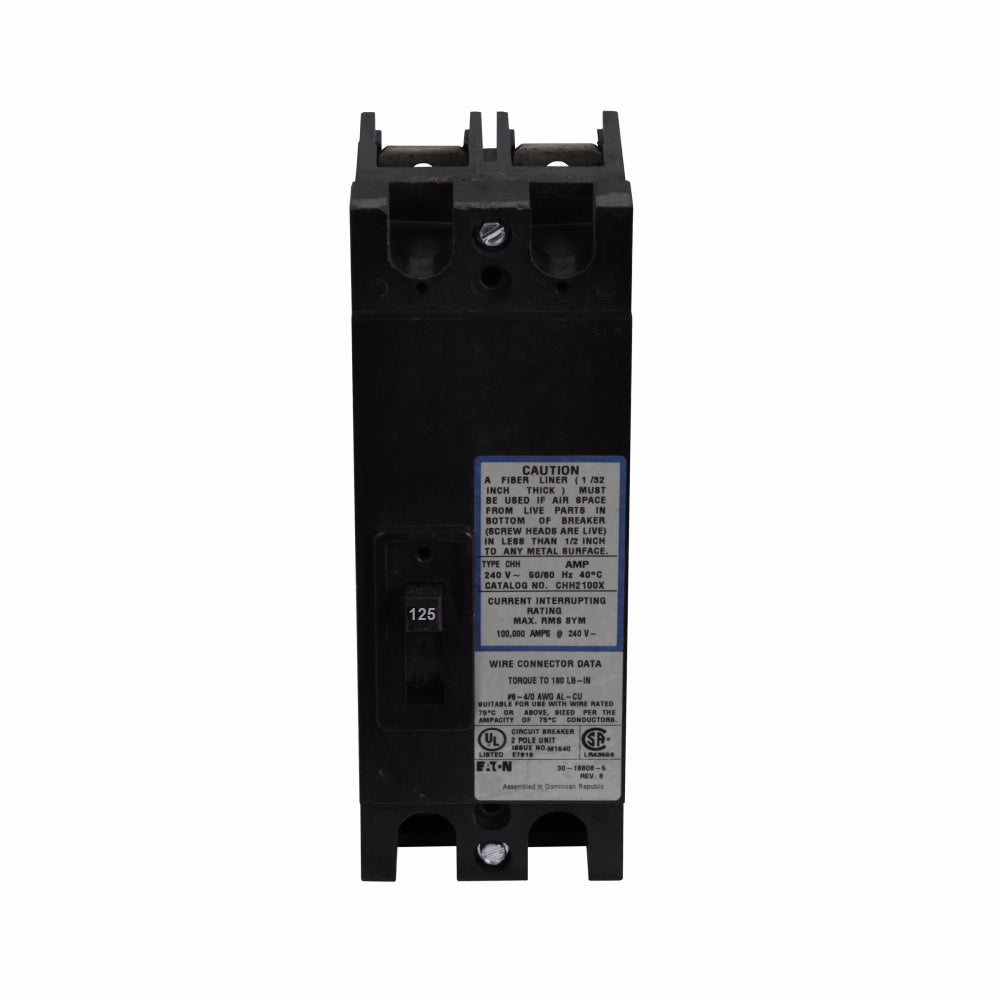 Cutler Hammer CHH2125X Circuit Breaker | 240V 125A 2P 100kA@240V CHH Series