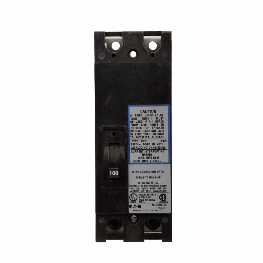 Cutler Hammer CHH2150H2X Molded Case Circuit Breaker | 240V 150A 2P 25kA@240V Bolt-On CHH Series
