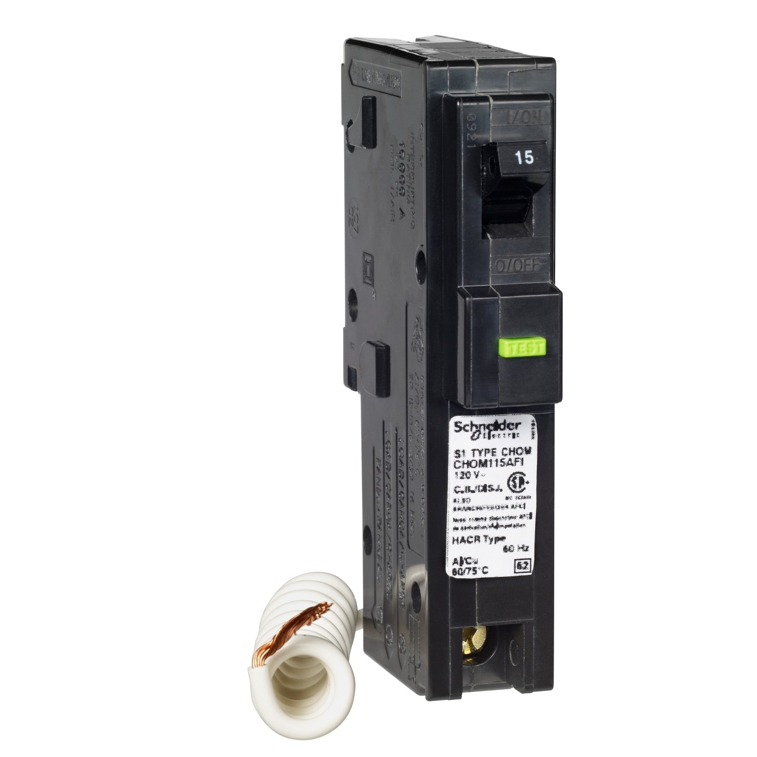 CHOM115AFI - Schneider Electric Plug-In 120V 15A 1 pole circuit breaker 10kA@120V - Essential Electric Supply