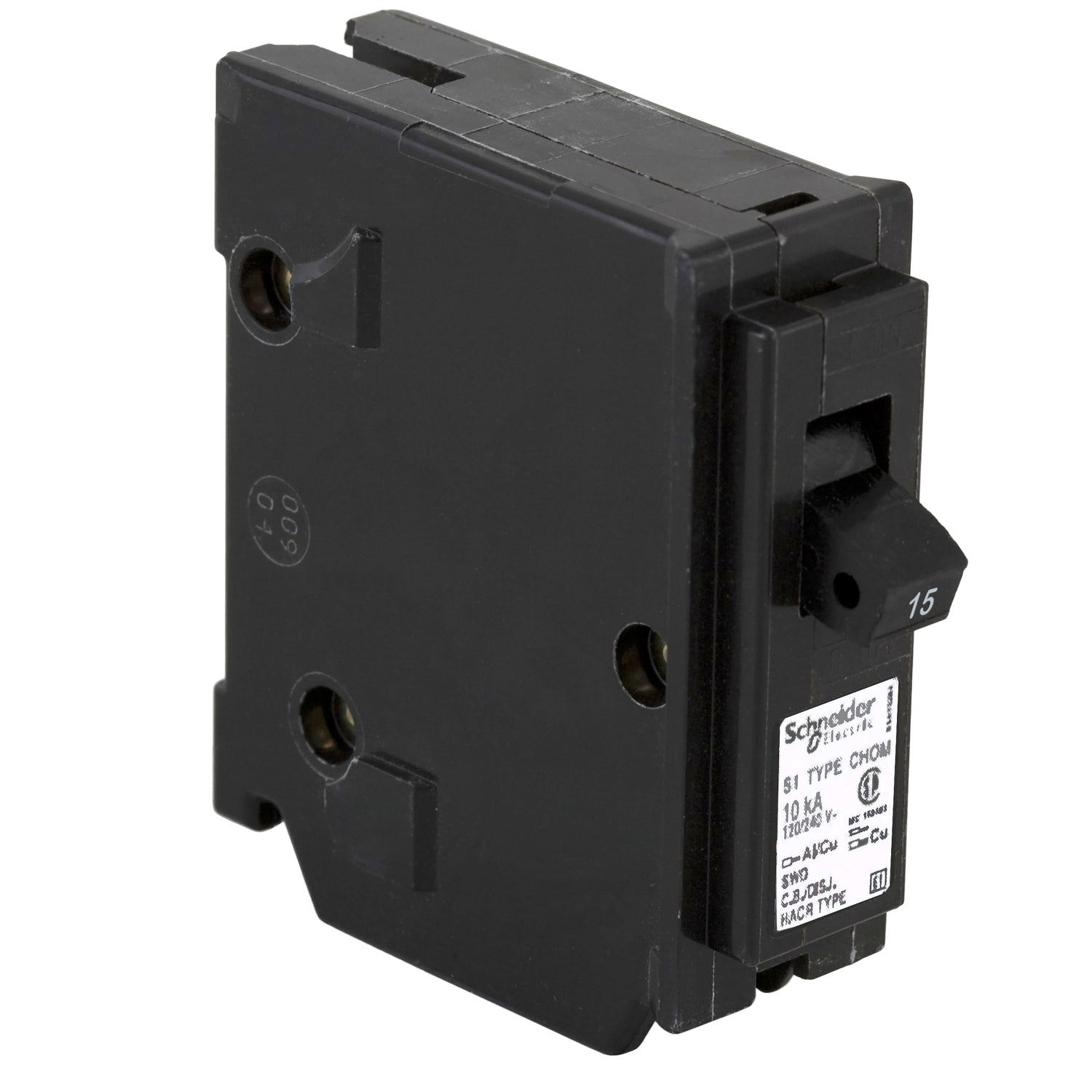 CHOM115CP - Schneider Electric Plug-In 240V 15A 1 pole circuit breaker 10kA@120V - Essential Electric Supply