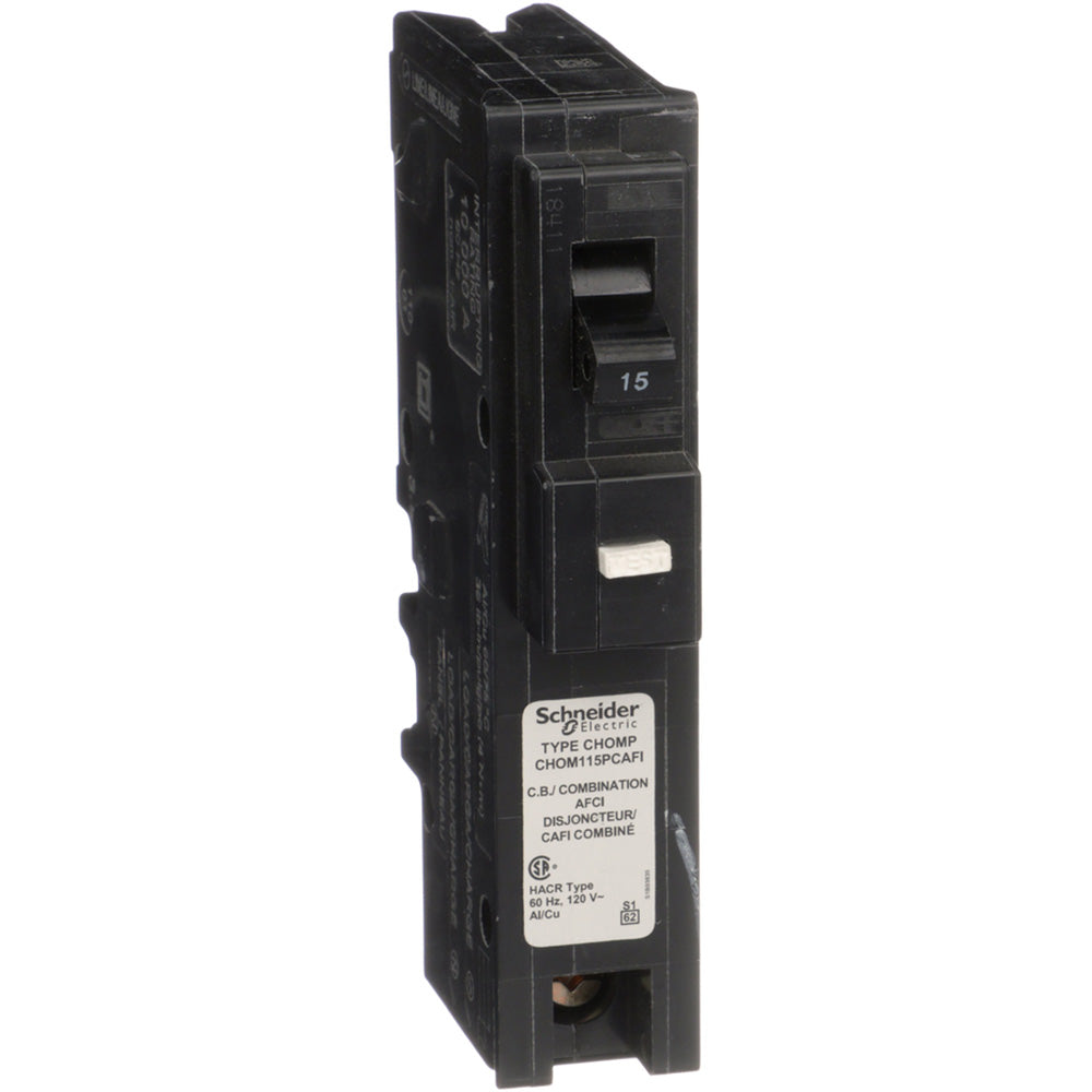 Schneider Electric CHOM115PCAFI Circuit Breaker | 120V 15A 1P 10kA@120V HOMELINE
