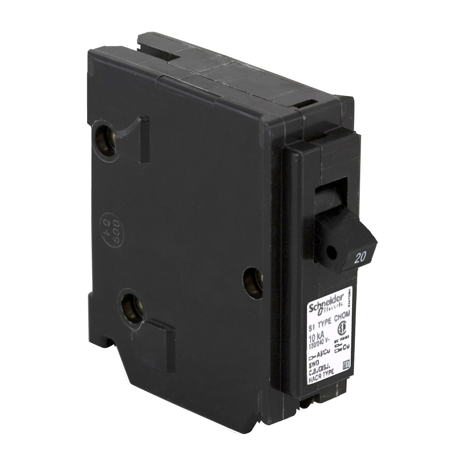 CHOM120CP - Schneider Electric Plug-In 240V 20A 1 pole circuit breaker 10kA@120V - Essential Electric Supply