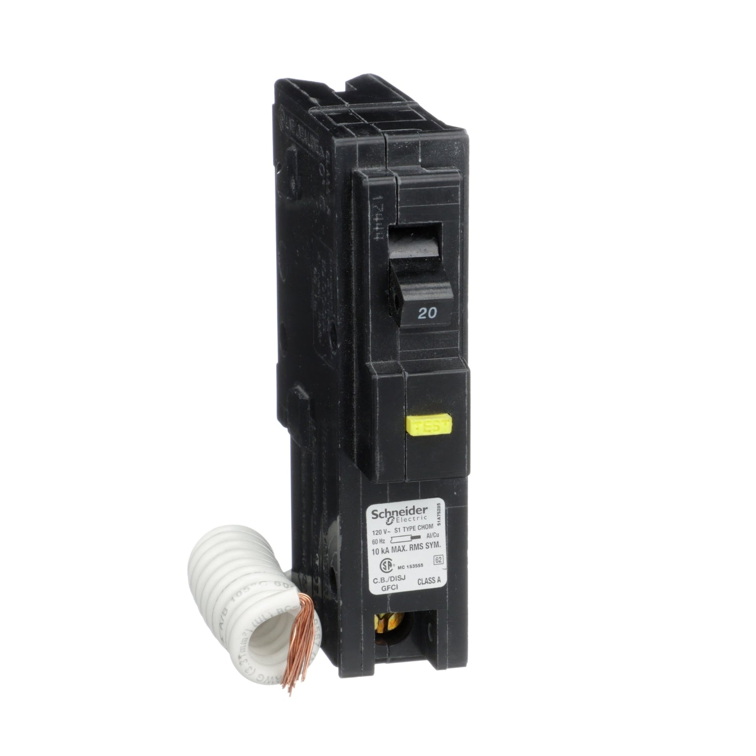 CHOM120GFI - Schneider Electric Plug-In 120V 20A 1 pole circuit breaker 10kA@120V - Essential Electric Supply