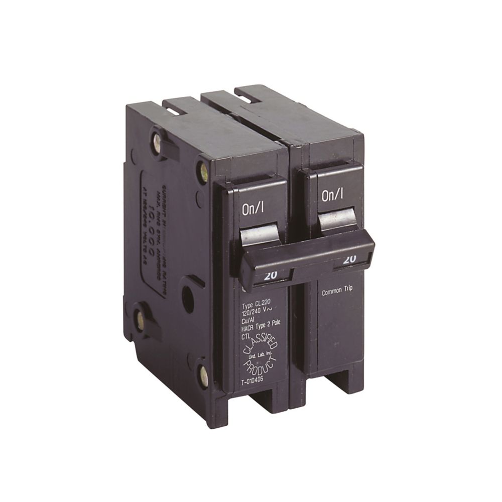 Cutler Hammer CL220 Circuit Breaker | 240V 20A 2P 10kA@240V Plug-In CL Series
