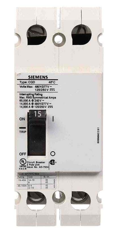 Siemens CQD215 Circuit Breaker | CQD Series CQD 480V 15A