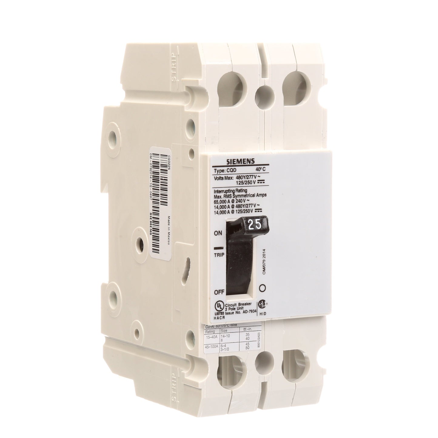 Siemens CQD225 Circuit Breaker | CQD Series CQD 480V 25A