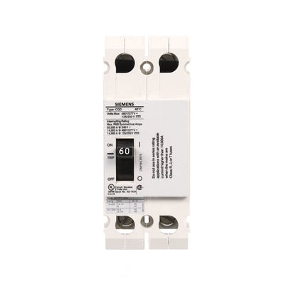 Siemens CQD260 Circuit Breaker | 480V 60A 2P 14kA@480V Feed-Thru CQD Series