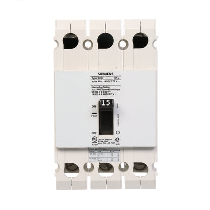 Siemens CQD315 Circuit Breaker | 480V 15A 3P 14kA@480V Feed-Thru CQD Series