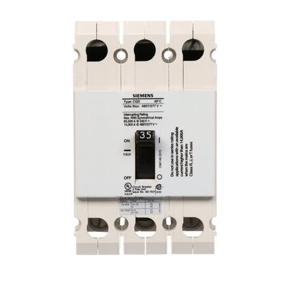 Siemens CQD335 Circuit Breaker | 480V 35A 3P 14kA@480V Feed-Thru CQD Series