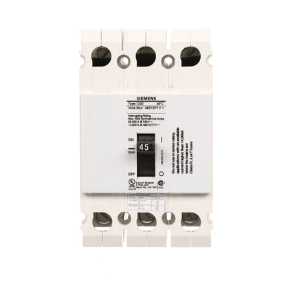 Siemens CQD345 Circuit Breaker | 480V 45A 3P 14kA@480V Feed-Thru CQD Series