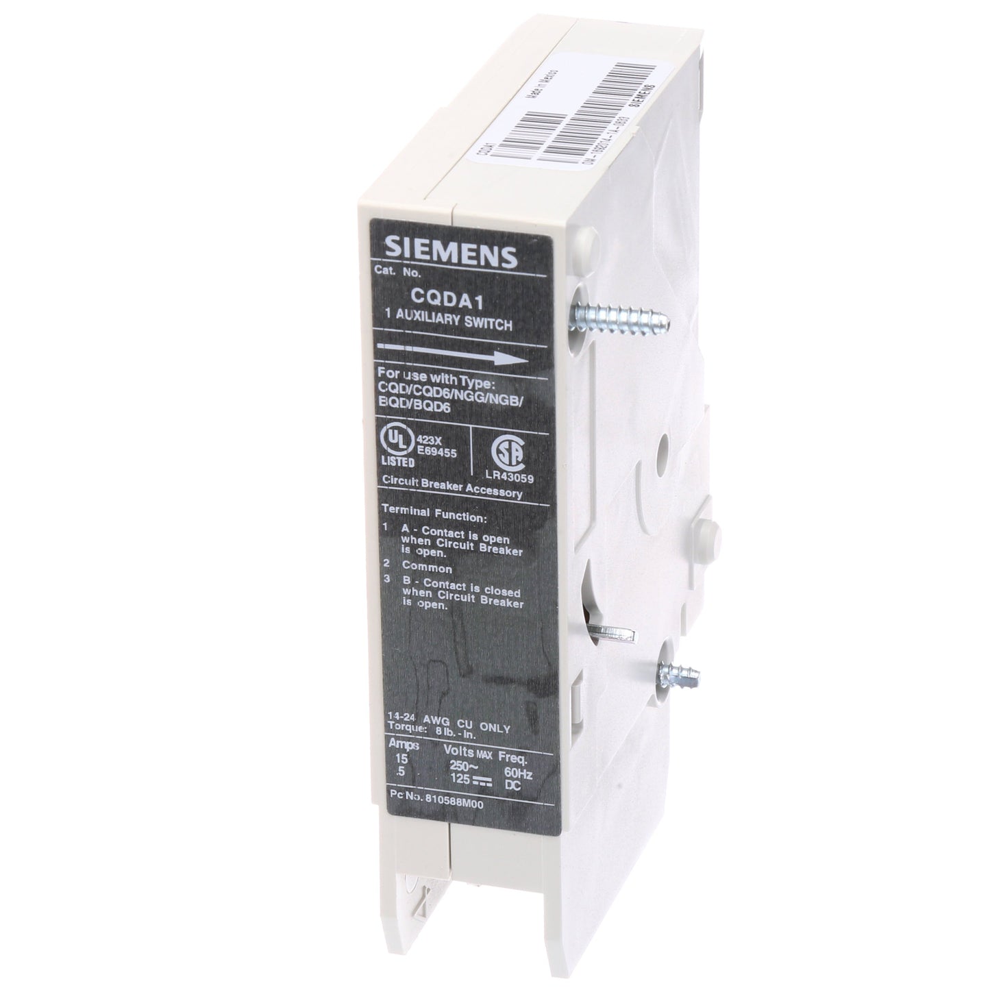 Siemens CQDA1 Circuit Breaker Auxiliary 1A/1B Sentron Series