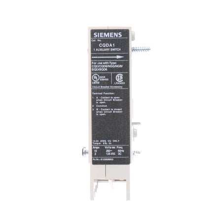 Siemens CQDA1 Circuit Breaker Auxiliary 1A/1B Sentron Series