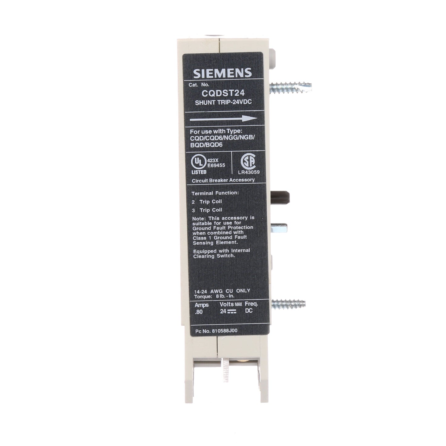 Siemens CQDST24 Circuit Breaker Shunt Trip | 24V CQD Sentron Series