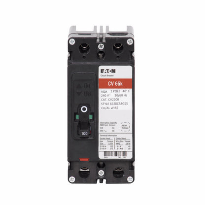 Cutler Hammer CV2100XMM Circuit Breaker | 240V 100A 2P 65kA@240V Bolt-On CV Series
