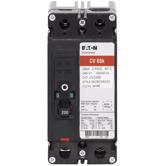 Cutler Hammer CVS2200X3MM Circuit Breaker | 240V 200A 2P 25kA@240V Bolt-On CVS Series