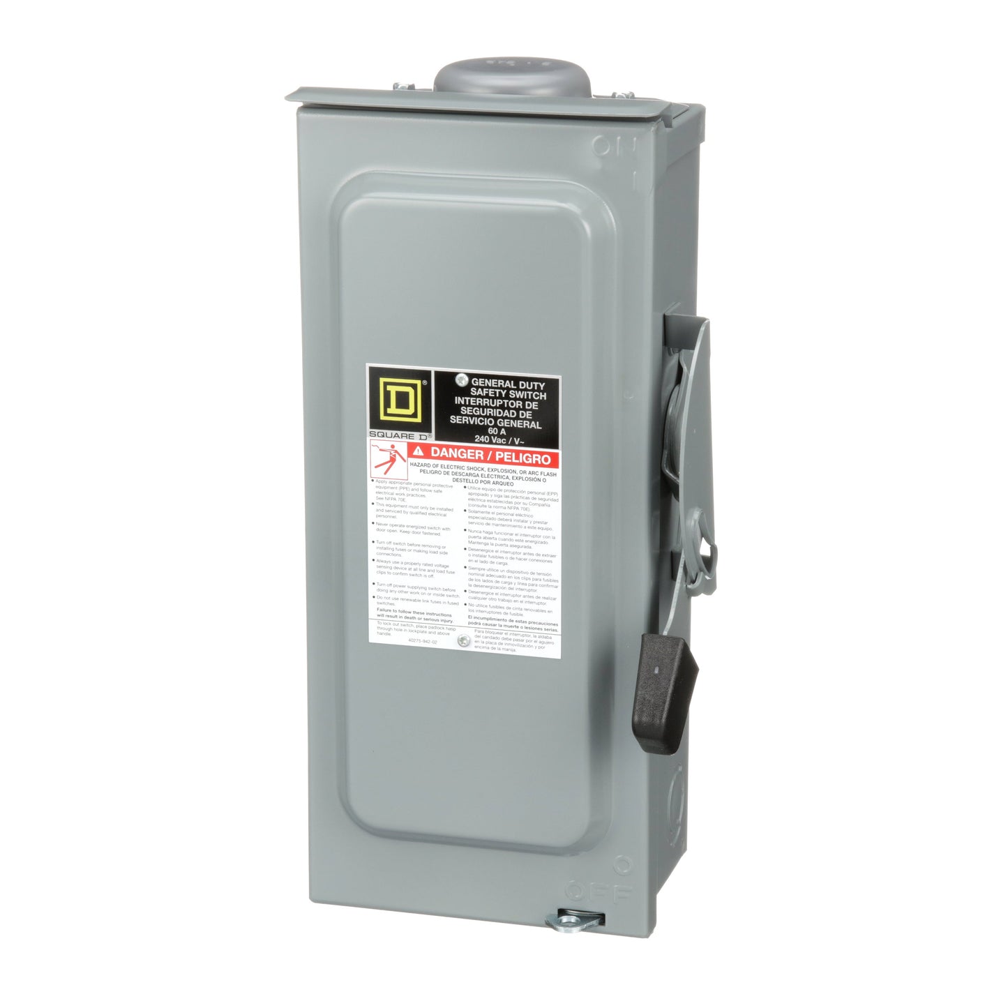 Square D D222NRB Disconnect Switch | 240V AC 60A 1 Phase 2 Pole Fusible NEMA 3R Series F