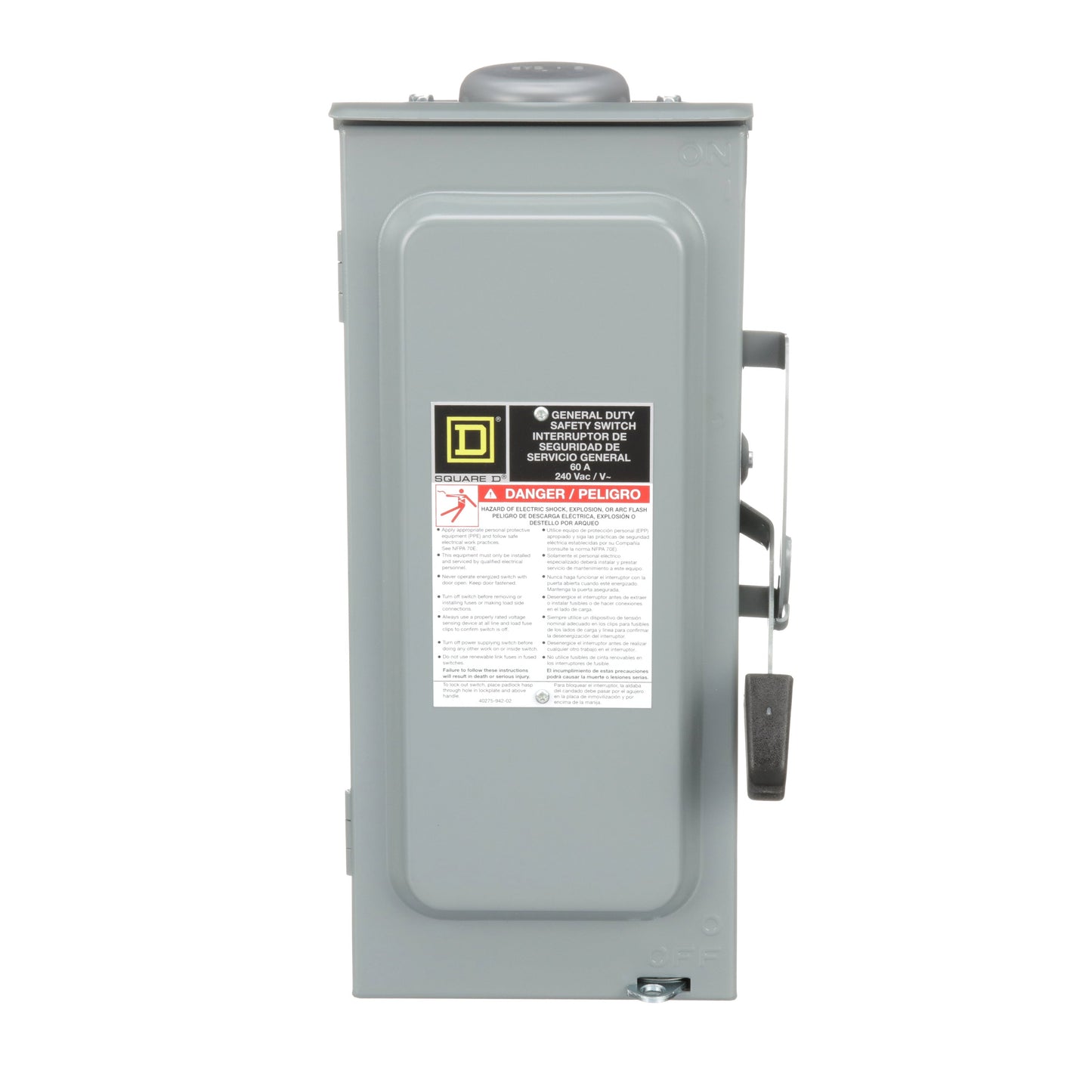Square D D222NRB Disconnect Switch | 240V AC 60A 1 Phase 2 Pole Fusible NEMA 3R Series F