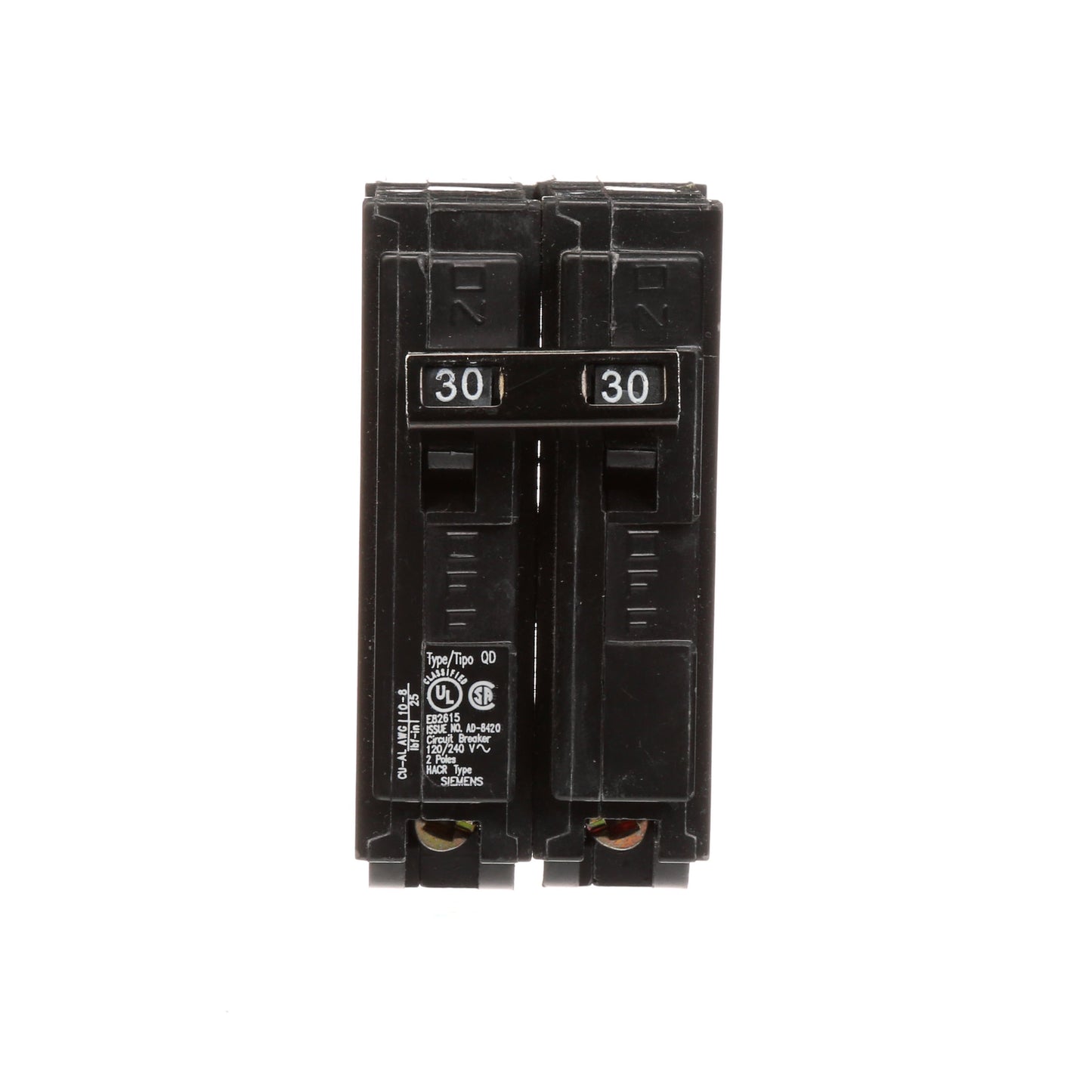 Siemens D230 Circuit Breaker | 240V 30A 2P 10kA Plug-In QD Series