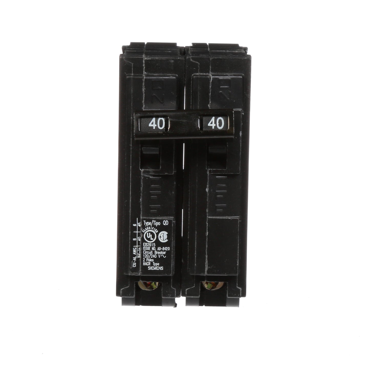 Siemens D240 Circuit Breaker | 240V 40A 2P 10kA Plug-In QD Series