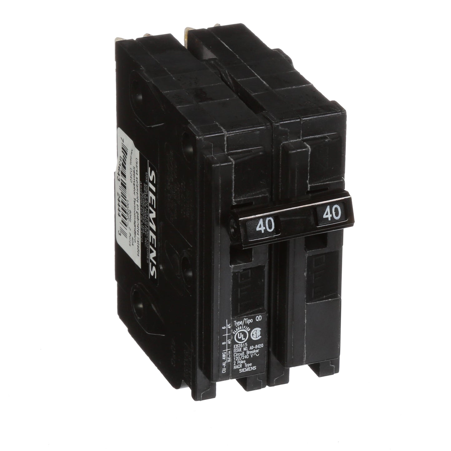 Siemens D240 Circuit Breaker | 240V 40A 2P 10kA Plug-In QD Series