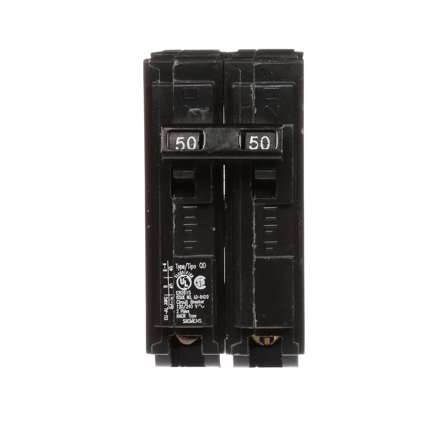 Siemens D250 Circuit Breaker | 240V 50A 2P 10kA Plug-In QD Series
