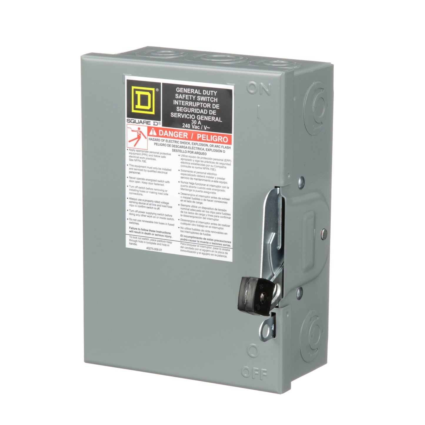 Square D D321N Disconnect Switch | 240V AC 30A 3P 3Pole Fusible Series E